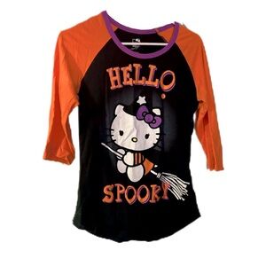 Hello Kitty Halloween witchy spooky raglan half sleeve tee shirt top